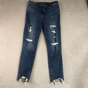 Abercrombie & Fitch Jean Women 30 Blue Simone High-Rise Ankle Distressed Raw Hem